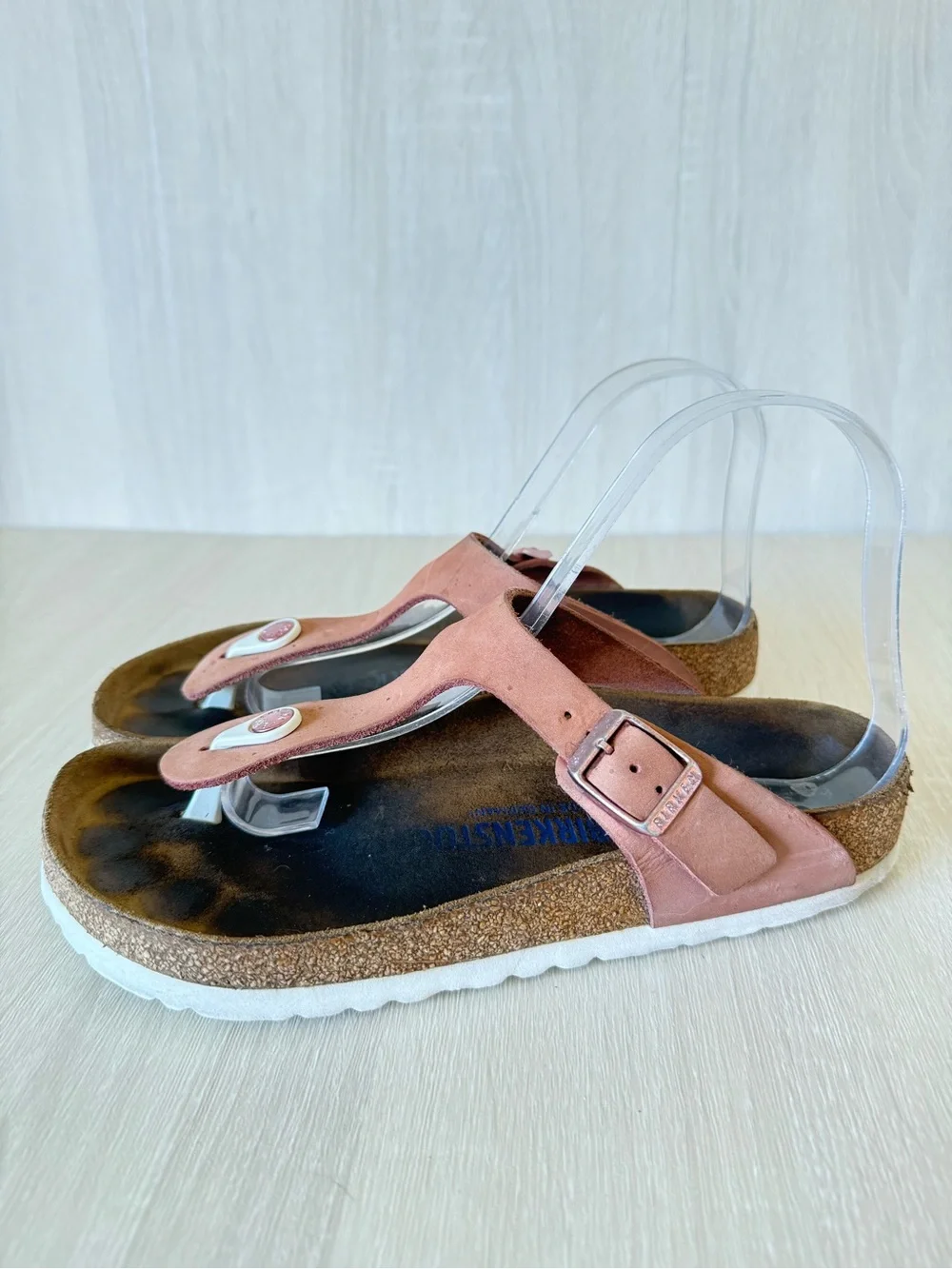 Birkenstock Gizeh Nubuck Leather Dusty Rose Thong Sandals Women’s EU 38